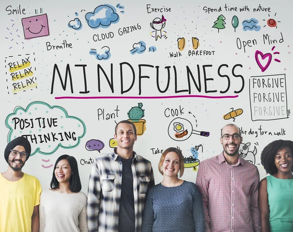 Diversiteit mensen met mindfulness — Stockfoto