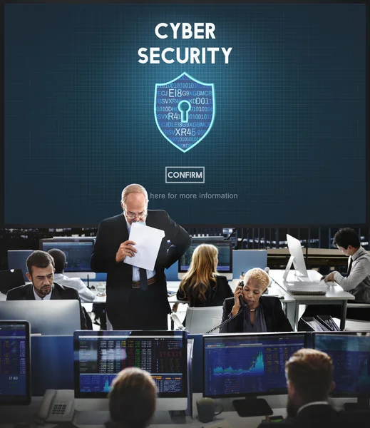 Pracowników firmy i Cyber Securit — Zdjęcie stockowe