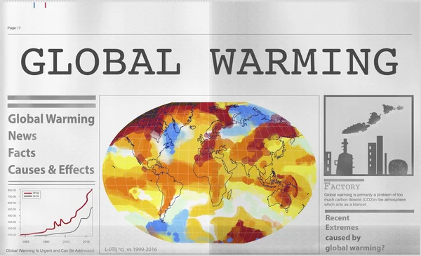 Sjabloon met globale opwarming van de aarde concept — Stockfoto