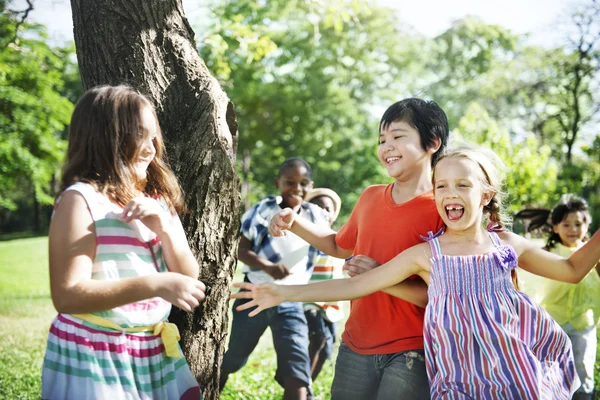 Multi ethnic children outdoors — Stock Photo, Image