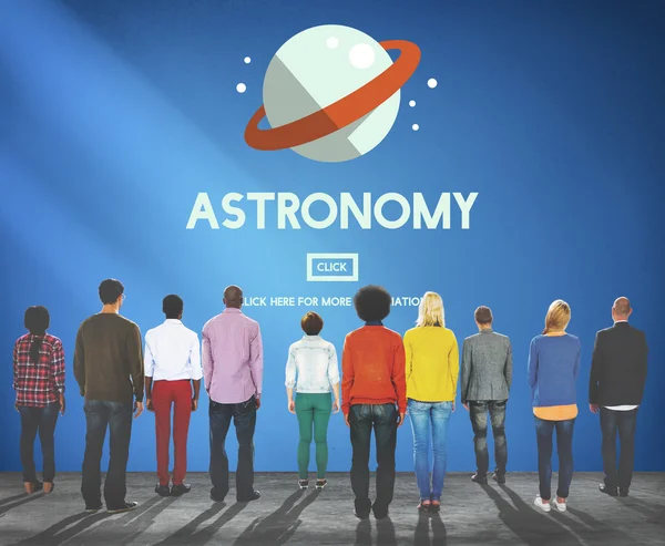 Persone multietniche e concetto di astronomia — Foto Stock