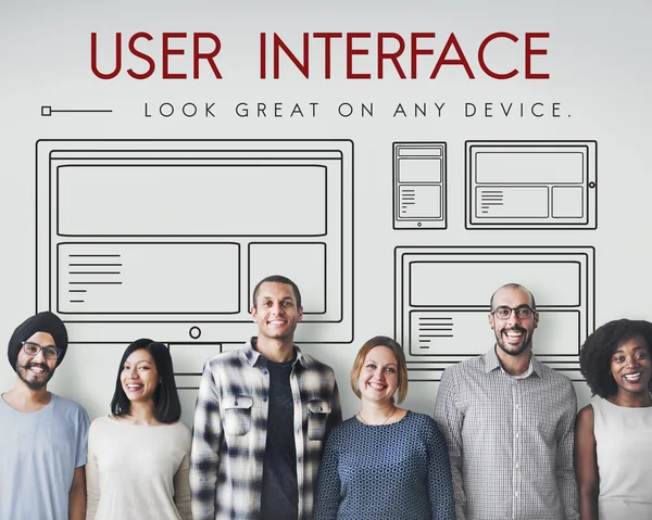 Diversity people with user interface — Stock Photo, Image