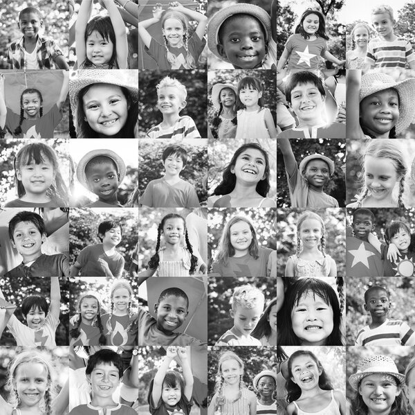 multi ethnic children outdoors