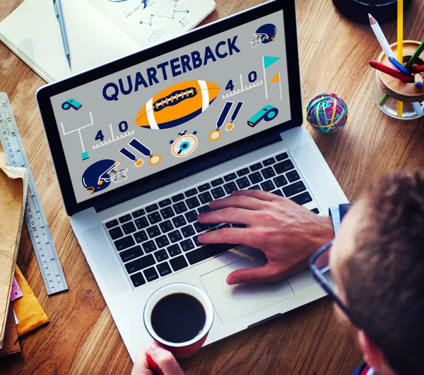 Computer screen and Play American Football Concept — Stock Photo, Image