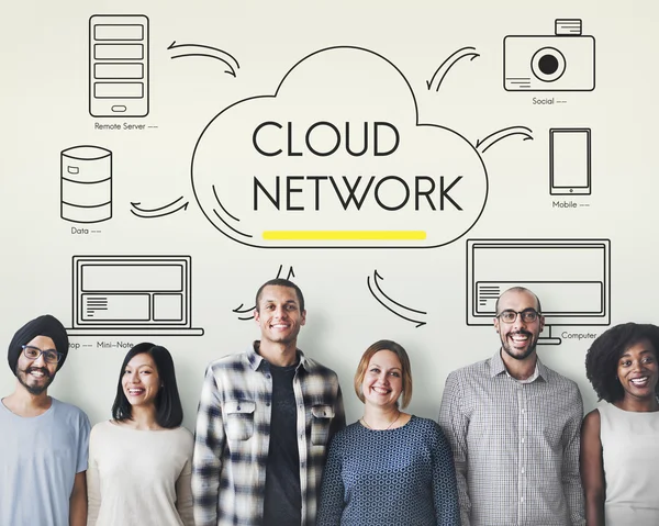 Różnorodność osób z sieci w chmurze — Zdjęcie stockowe