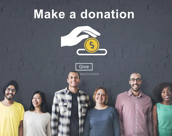 Diversidade pessoas com fazer doação — Fotografia de Stock