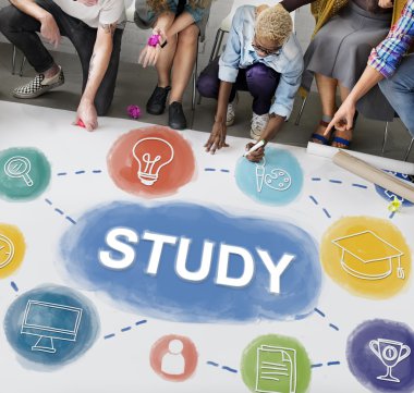 Kattaki insanlar çizim afiş