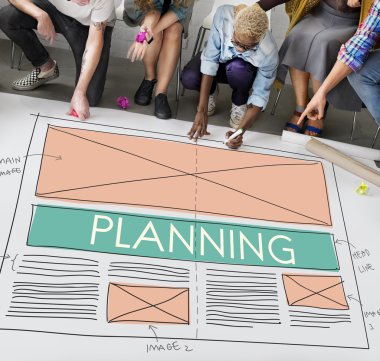 Kattaki insanlar çizim afiş