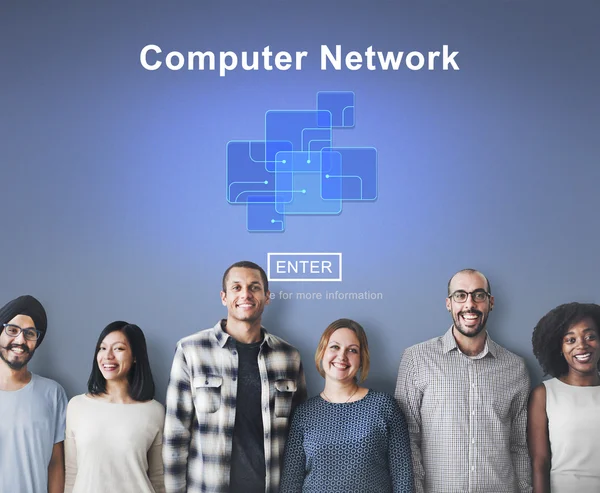 计算机网络的多样性人 — 图库照片