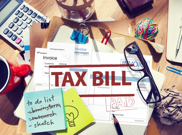 Messy office desk and Tax Concept — Stock Photo, Image