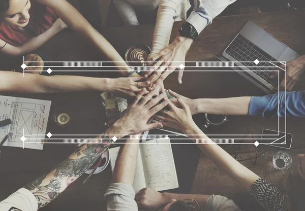 Business team holding hands together — Stock Photo, Image