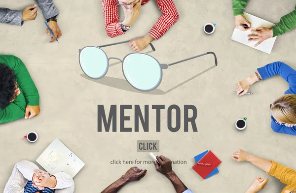 Empresários Apontando para o Conceito de Mentor — Fotografia de Stock