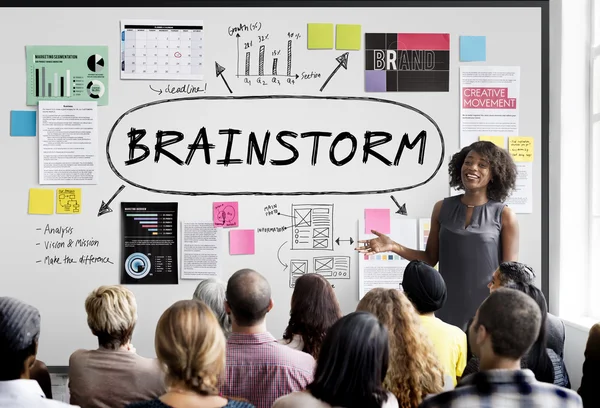 People at seminar with brainstorm — Stock Photo, Image