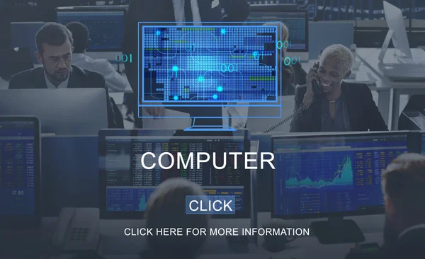 Üzleti dolgozók és a számítógép — Stock Fotó