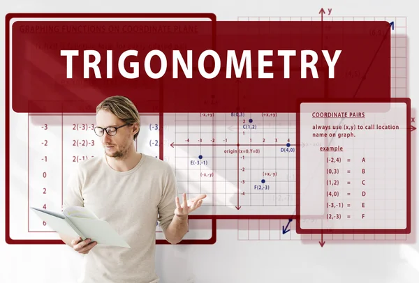 Biznesmen pracę z trygonometrii — Zdjęcie stockowe