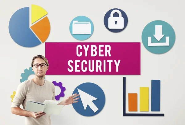 Zakenman werken met Cyber Security — Stockfoto