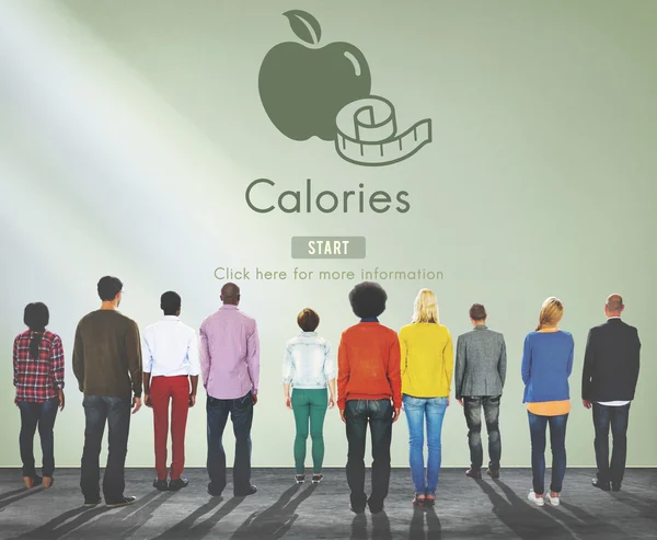 Concept de personnes et de calories multiethniques — Photo