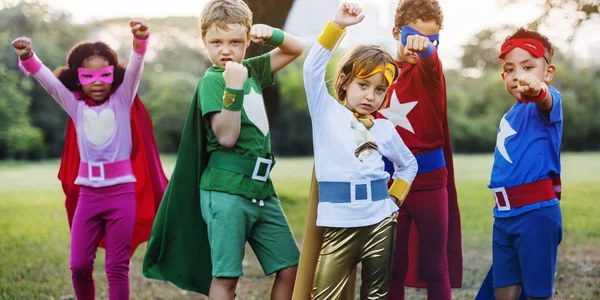 Kids in Superhero costumes — Stock Photo, Image