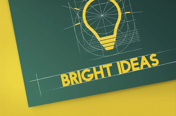 Skvělé nápady a žárovka — Stock fotografie