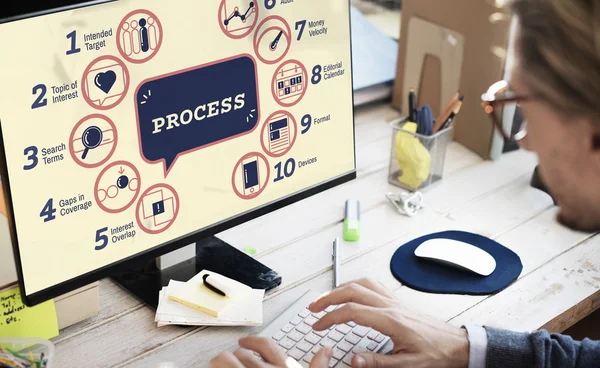 Man with computer working at office — Stock Photo, Image