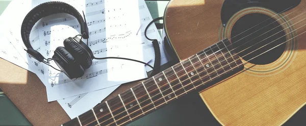 Guitarra Music Note Paper Concept — Fotografia de Stock
