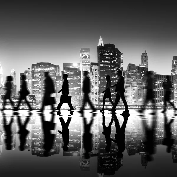 Silhouette del gruppo Business — Foto Stock