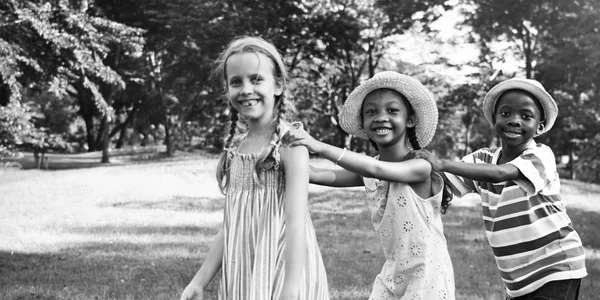 Multi ethnic children outdoors — Stock Photo, Image