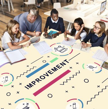 öğretmen çocukların grup ile