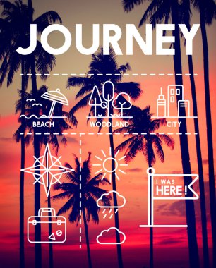 Siluet Hindistan cevizi hurma ağacı