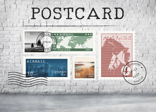 Luchtpost en briefkaart pictogrammen — Stockfoto