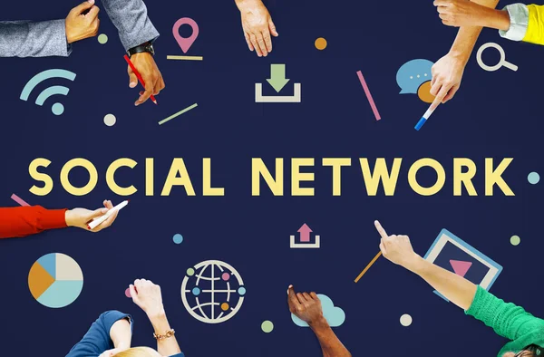 Бізнесмени та соціальна мережа — стокове фото