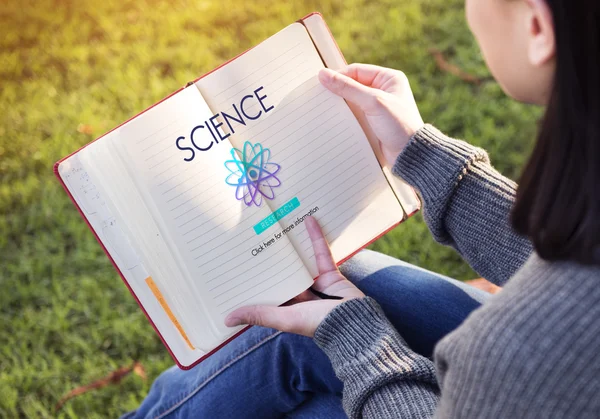 Woman with diary in hands — Stock Photo, Image