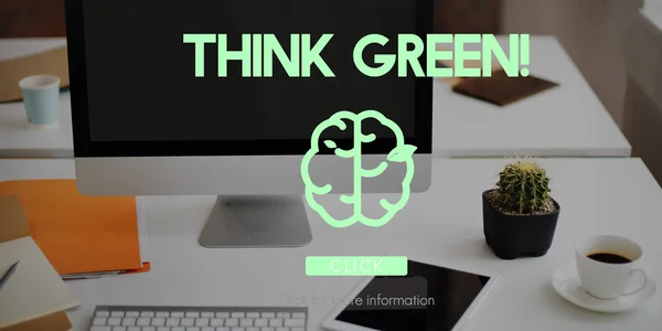 Metin Think Green ile grafik simge — Stok fotoğraf