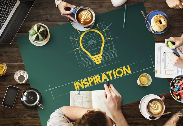 Table with poster with Inspiration — Stock Photo, Image