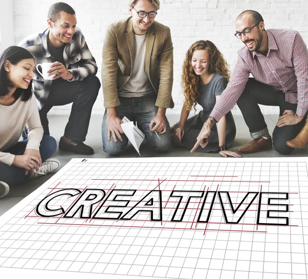 Designers working with poster and creative — Stock Photo, Image
