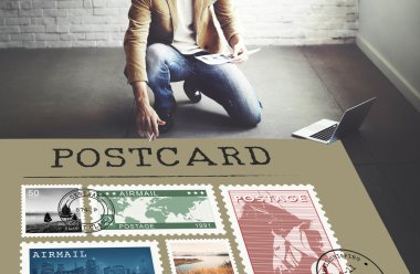 işadamı kartpostal ile çalışma