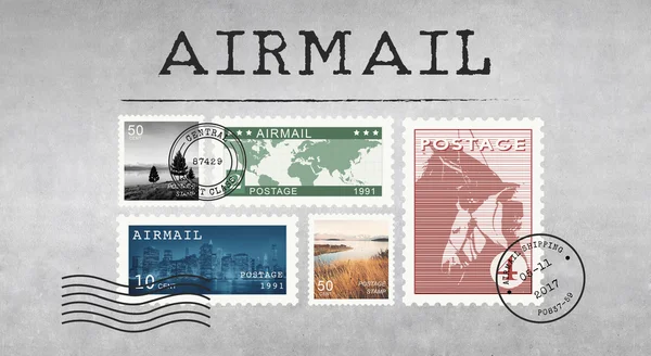 Iconos de correo aéreo y postal — Foto de Stock