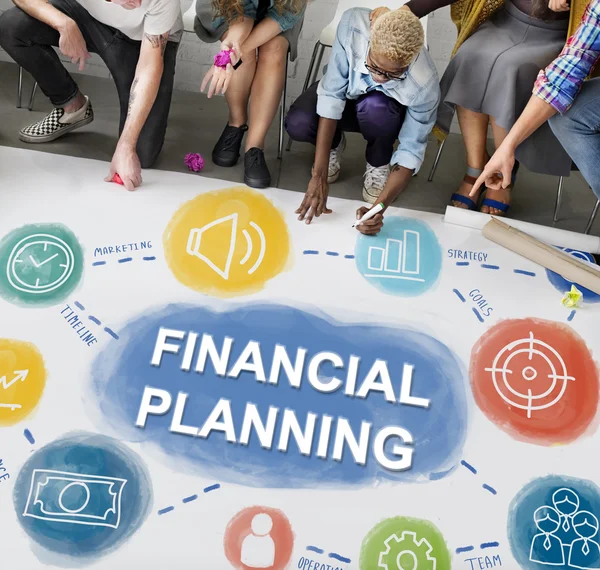 People drawing banner on floor — Stock Photo, Image