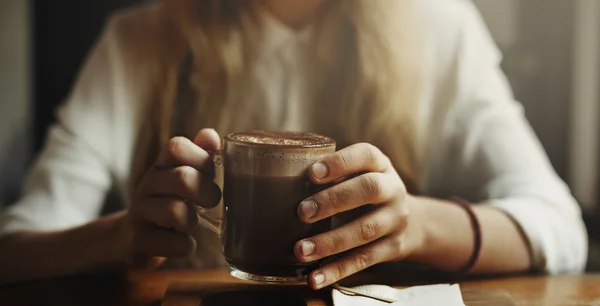 Young girl drinking beverage — Stock Photo, Image