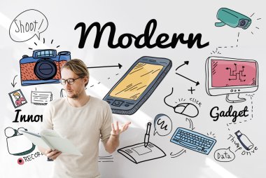 işadamı modern ile çalışma