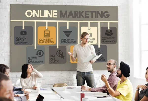 Incontro d'affari con il marketing online — Foto Stock