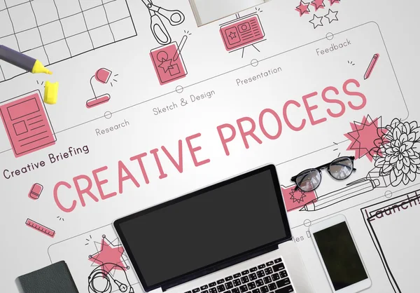 Creative process and laptop — Stock Photo, Image