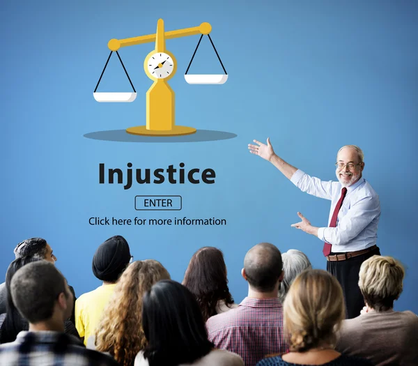 Persone in seminario con ingiustizia — Foto Stock