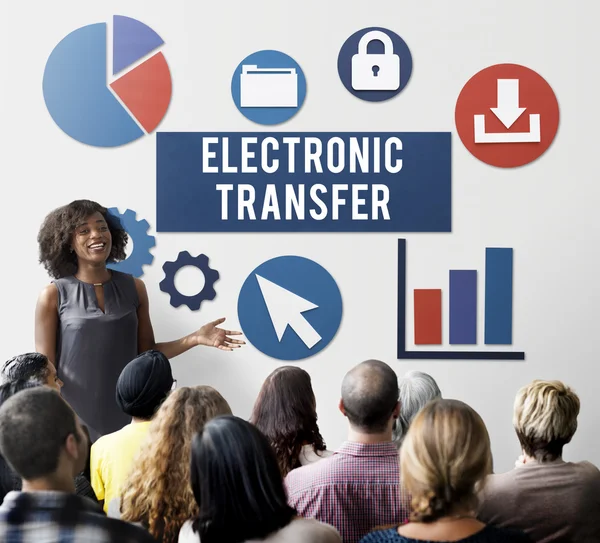 Mensen op seminar met elektronische Transfer — Stockfoto