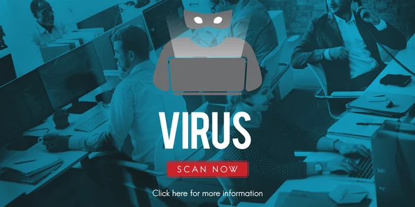 Personnes travaillant et concept de virus — Photo
