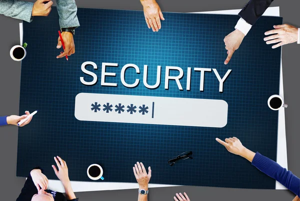 Business People Pointing on Security Concept — Stock Photo, Image