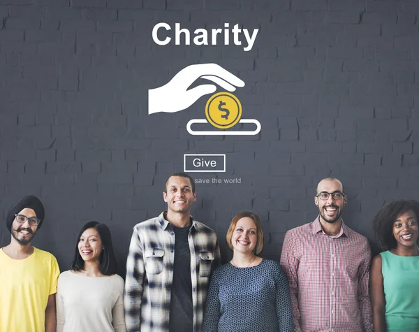 Mångfald människor med välgörenhet — Stockfoto