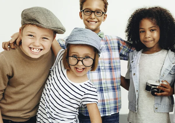 Funny kids playing outdoors — Stock Photo, Image