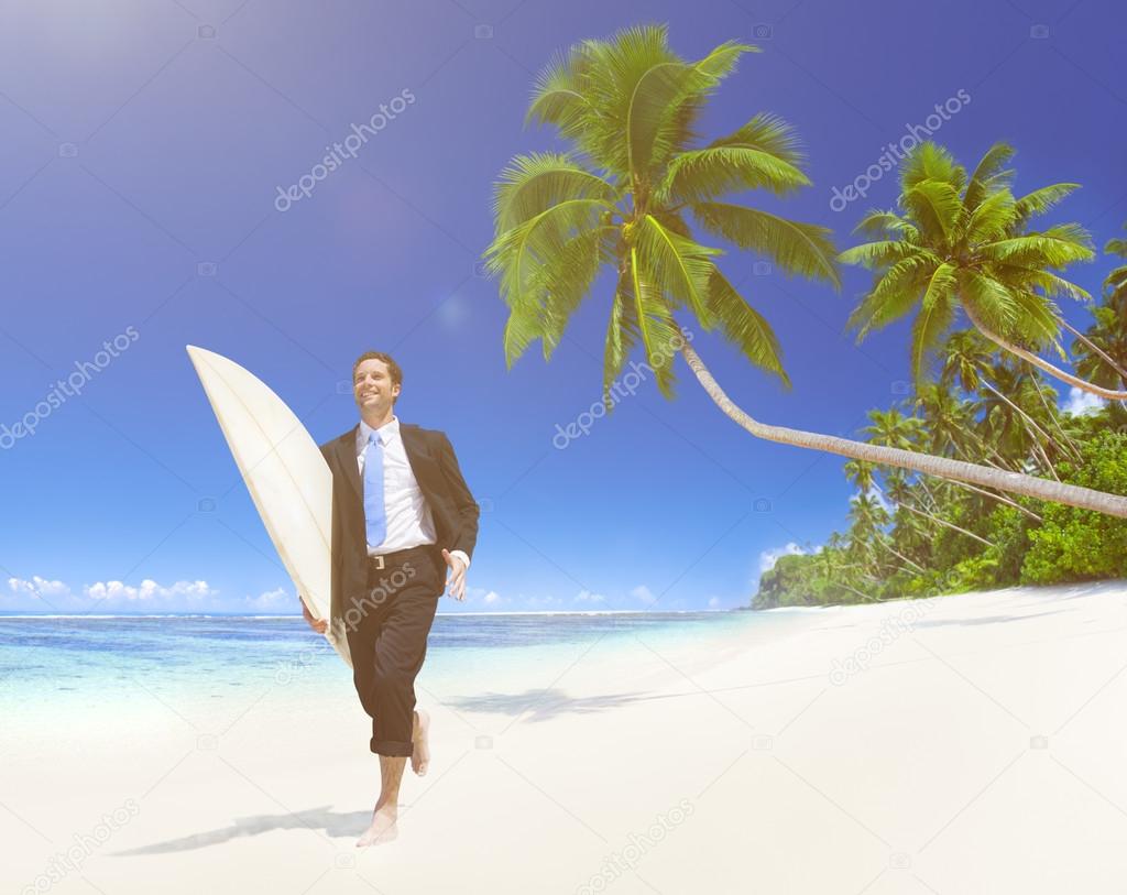 Businessman with Surfboard