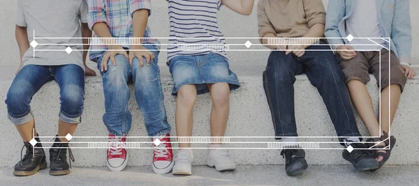 Hipster Kids seating together — Stock Photo, Image